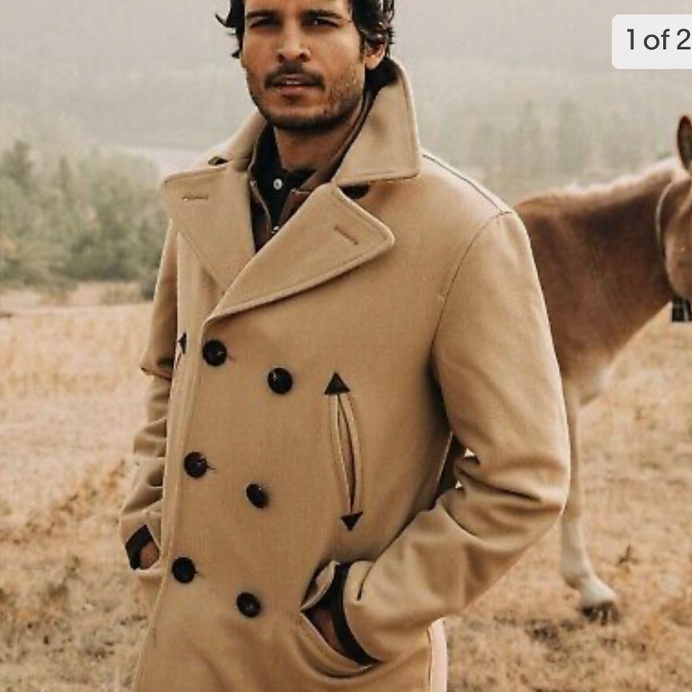 Taylor Stitch, The Mendocino Pea Coat in Camel Wool - Medium 40
